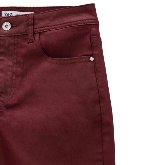 🌸New🌸 Zara Coated Slim Fit Pants Size 34 / 2 NWT - Picture 6 of 15